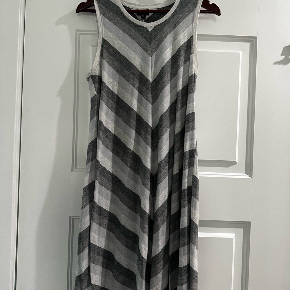 Striped Gray Sleeveless Dress
